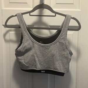 SET Active Gray Sports Bra with Black Underband